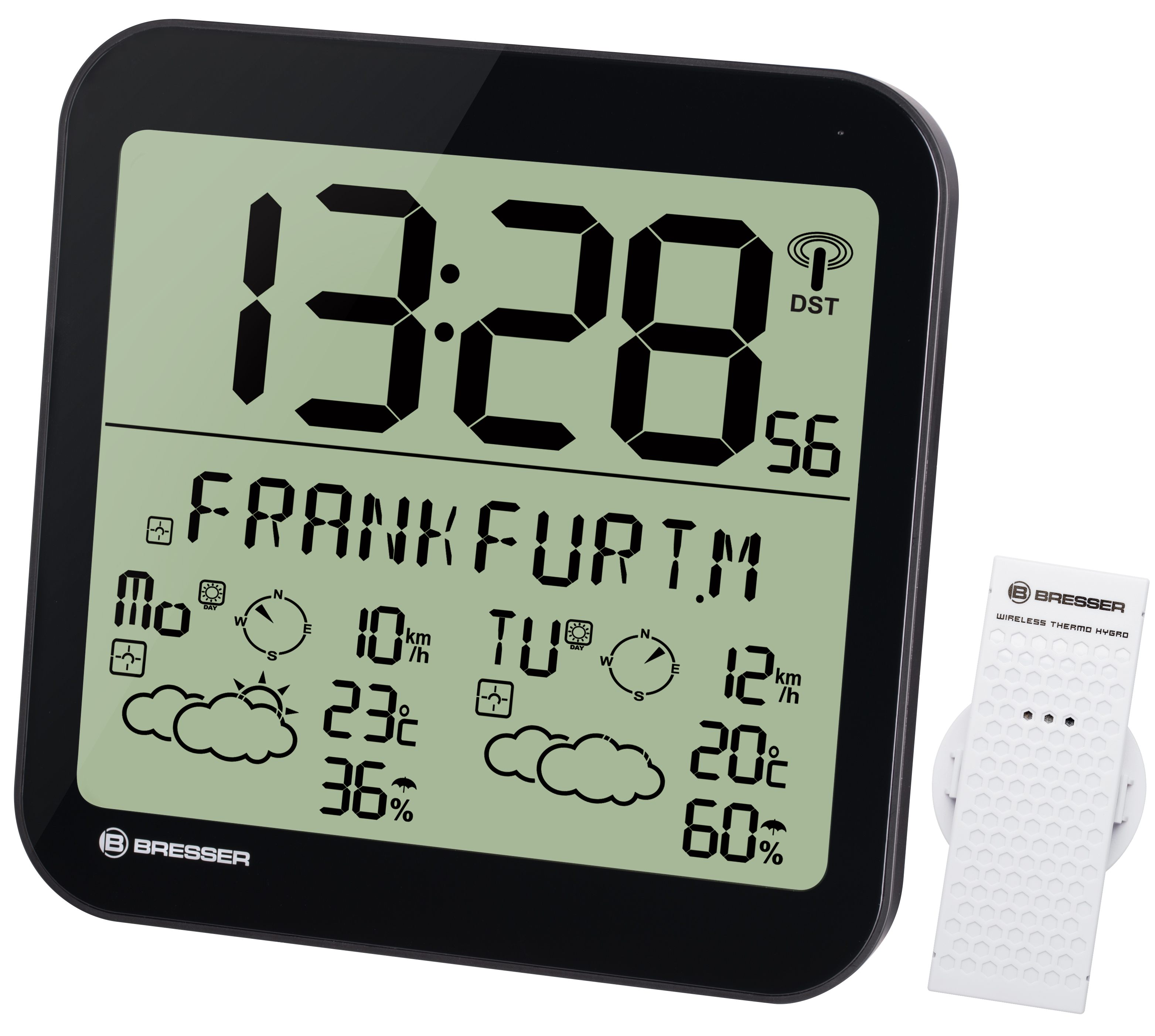 BRESSER Orologio da parete con funzione meteo MyTime Meteotime LCD