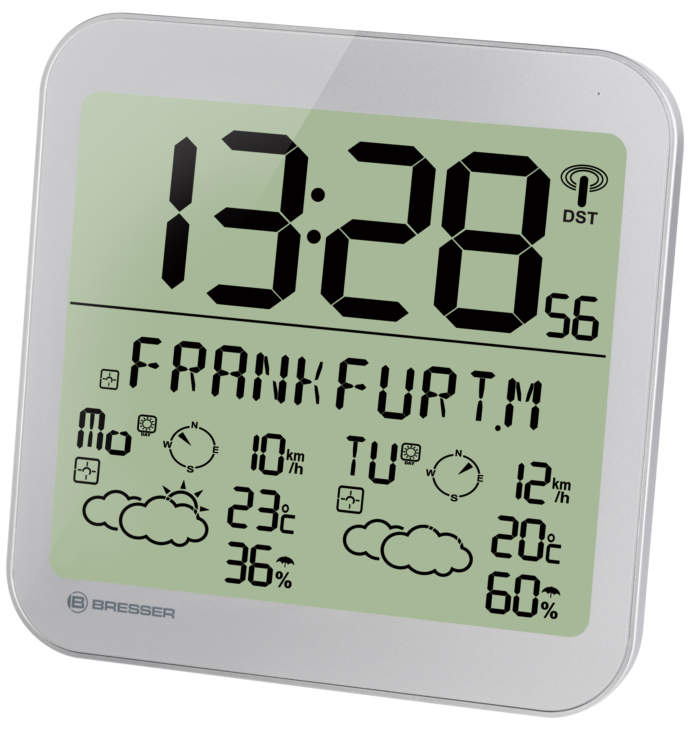 BRESSER Orologio da parete con funzione meteo MyTime Meteotime LCD