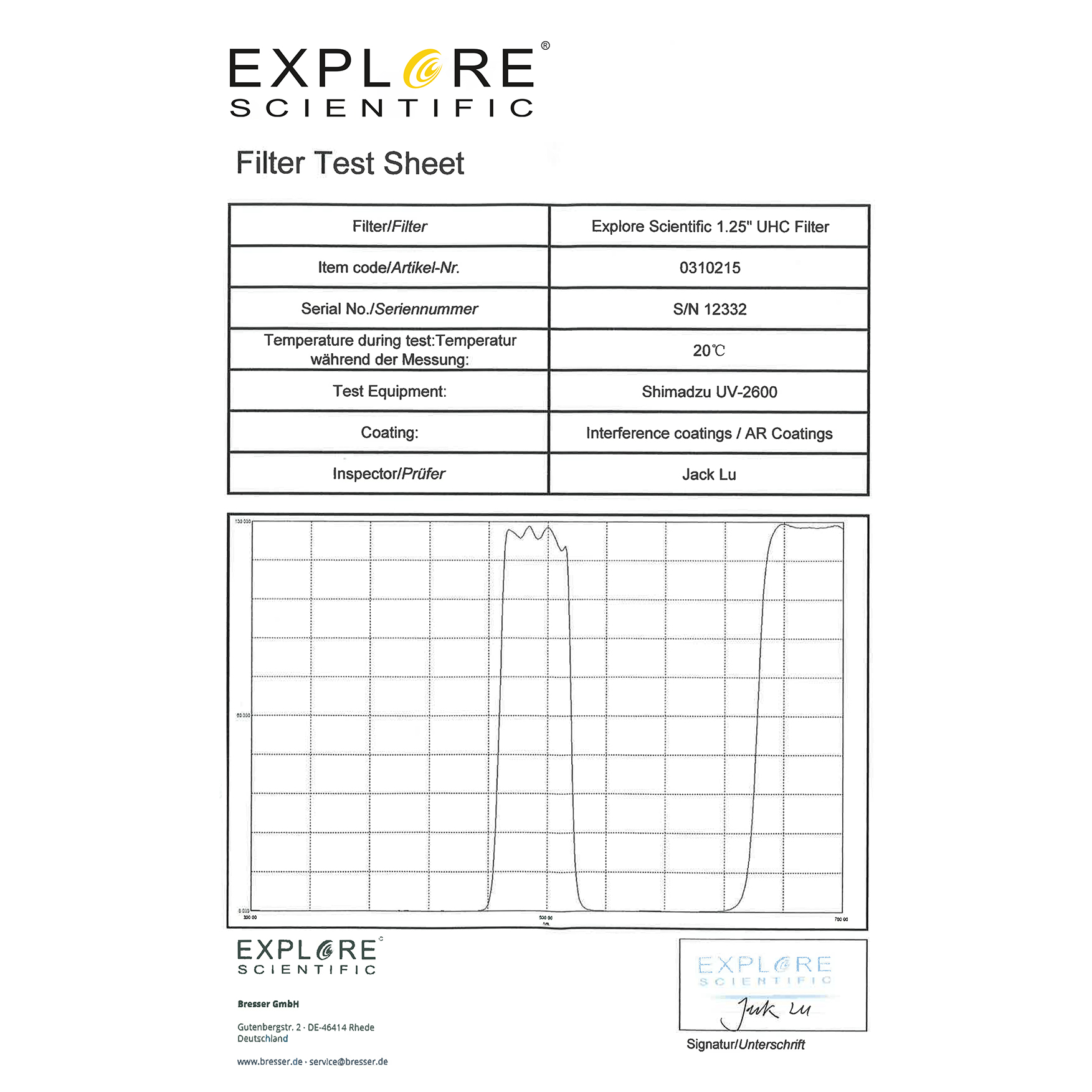 EXPLORE SCIENTIFIC 1,25" UHC Filtro nebulare