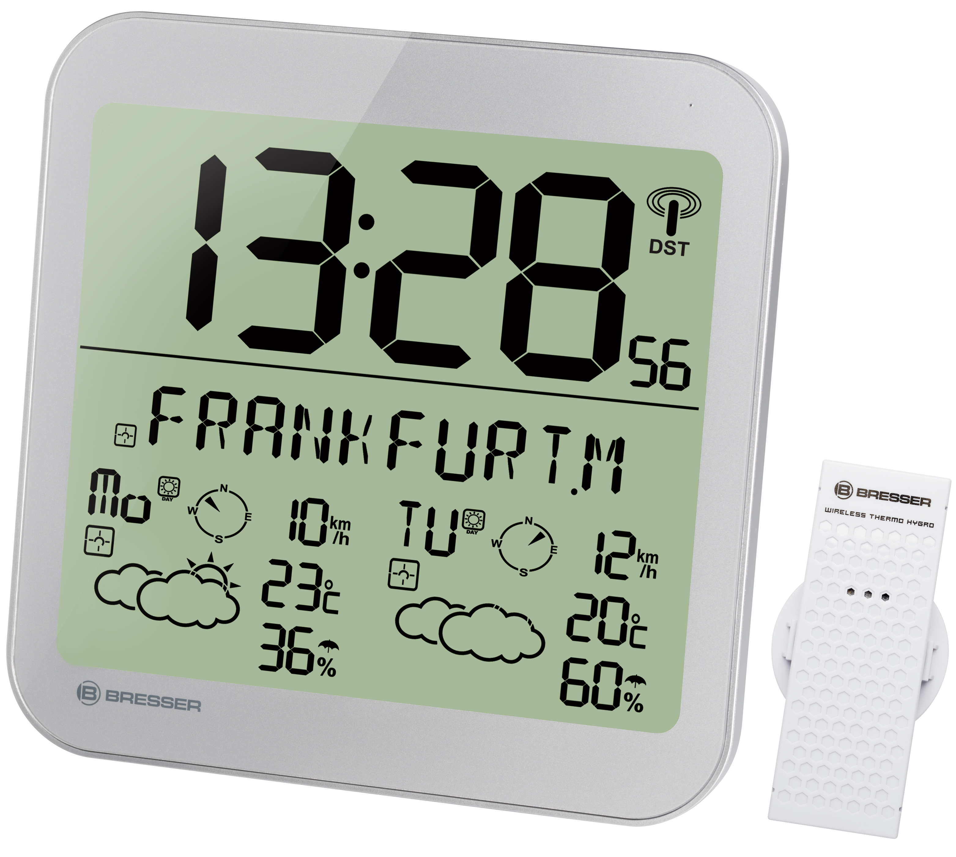 BRESSER Orologio da parete con funzione meteo MyTime Meteotime LCD