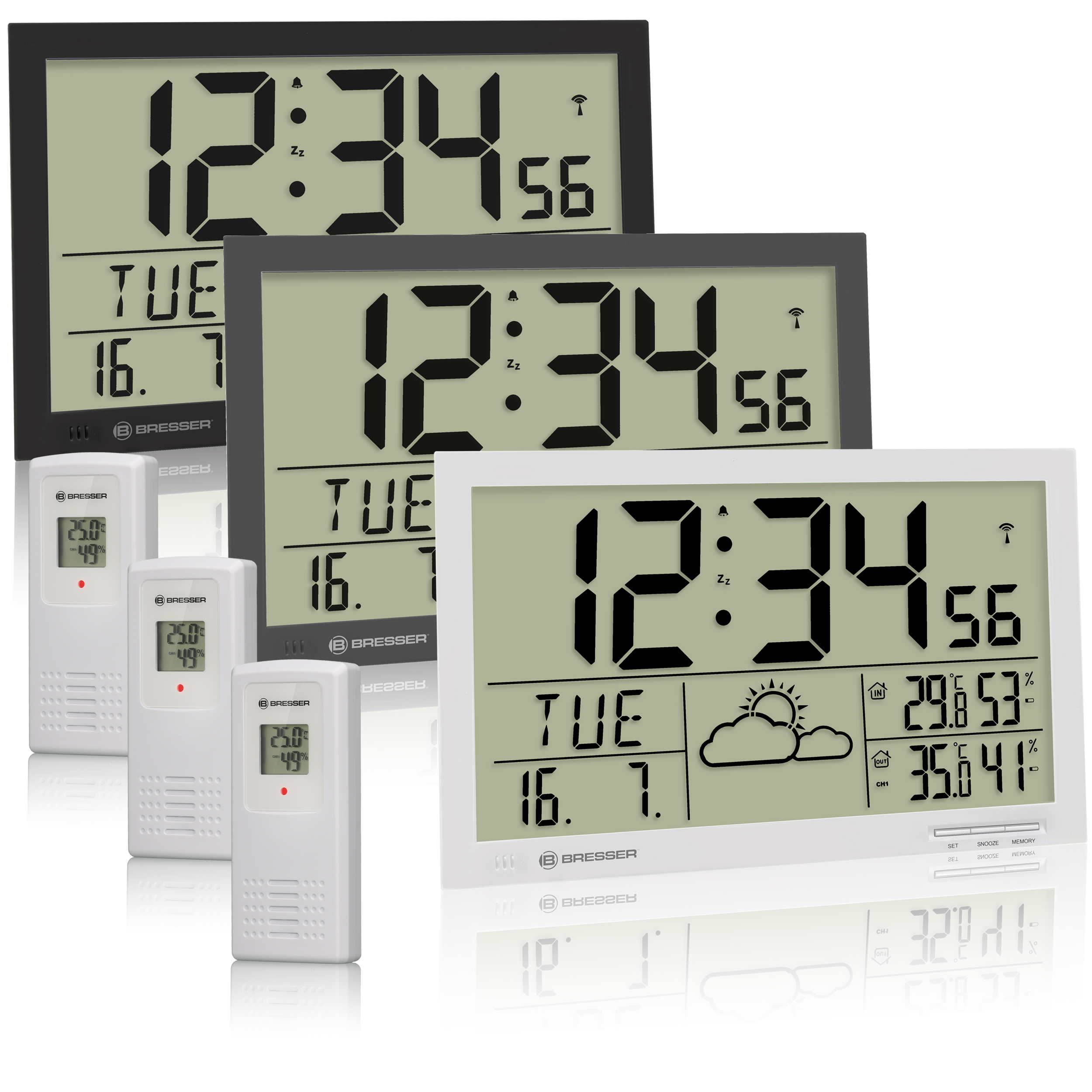 BRESSER MyTime Jumbo orologio da parete con funzioni meteo LCD