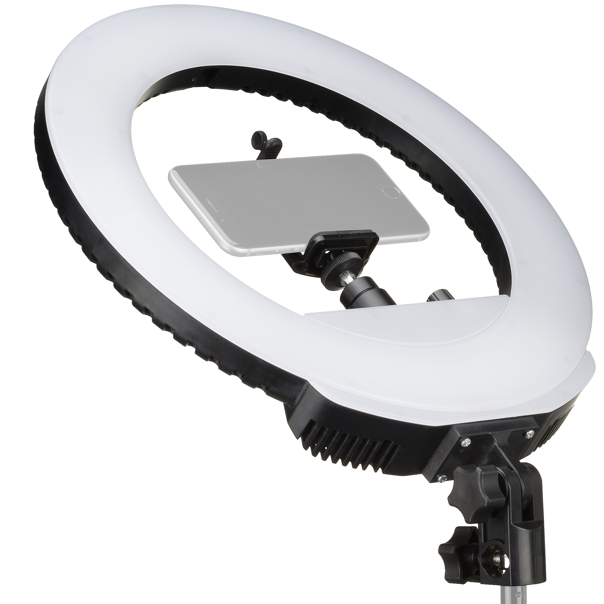 Lampada ad anello a LED BRESSER MM-26A bicolore a 24 W regolabile con supporto per fotocamera e smartphone e scatto remoto