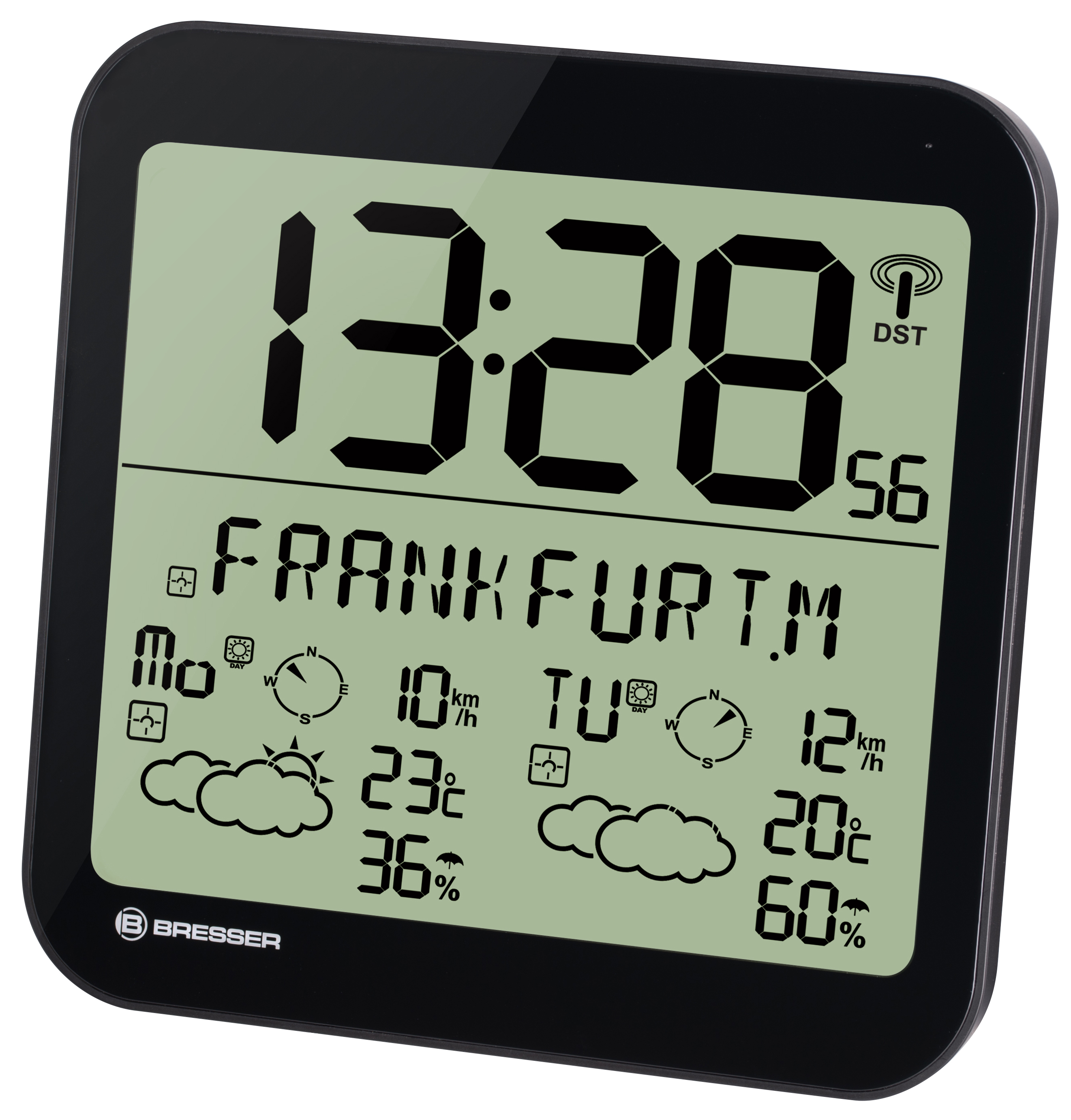 BRESSER Orologio da parete con funzione meteo MyTime Meteotime LCD