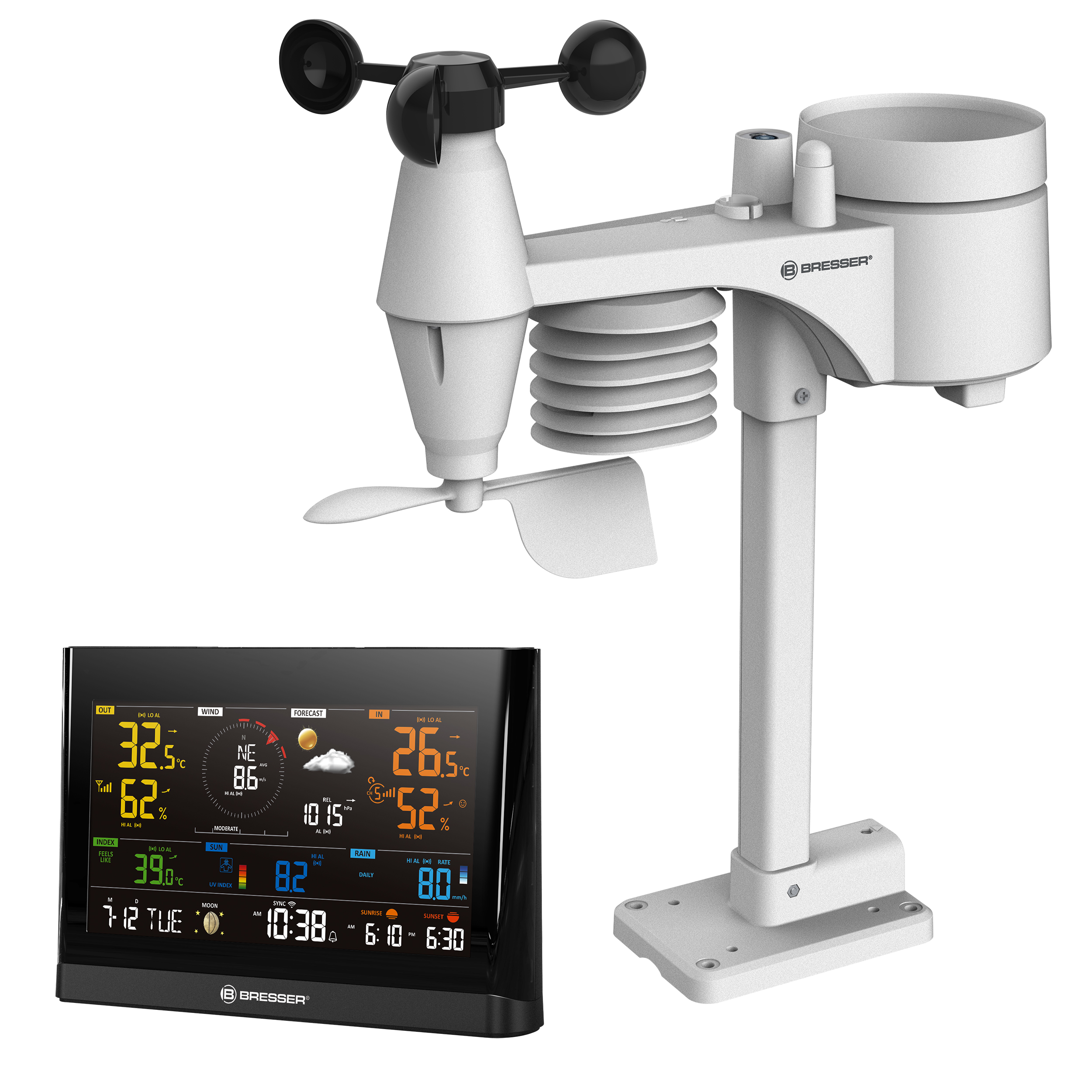 Centrale meteorologica Wifi Comfort BRESSER con sensore professionale 7 in 1 e moderno display a colori