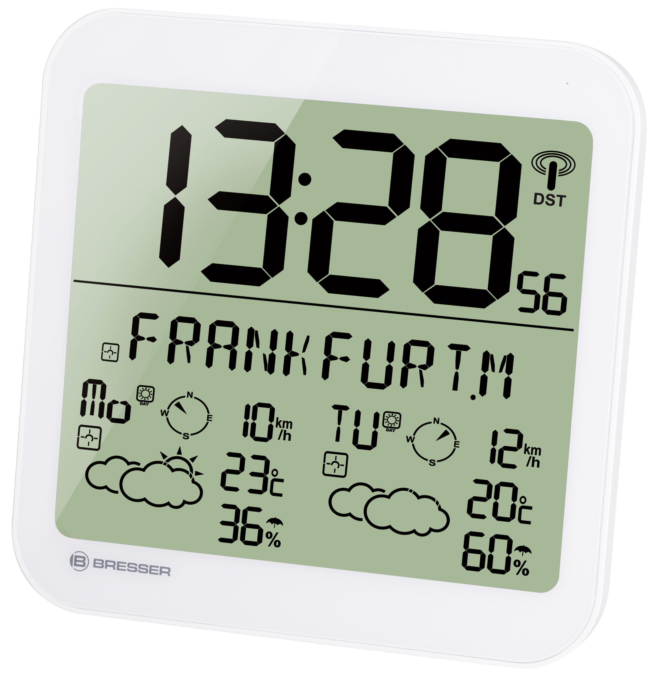 BRESSER Orologio da parete con funzione meteo MyTime Meteotime LCD