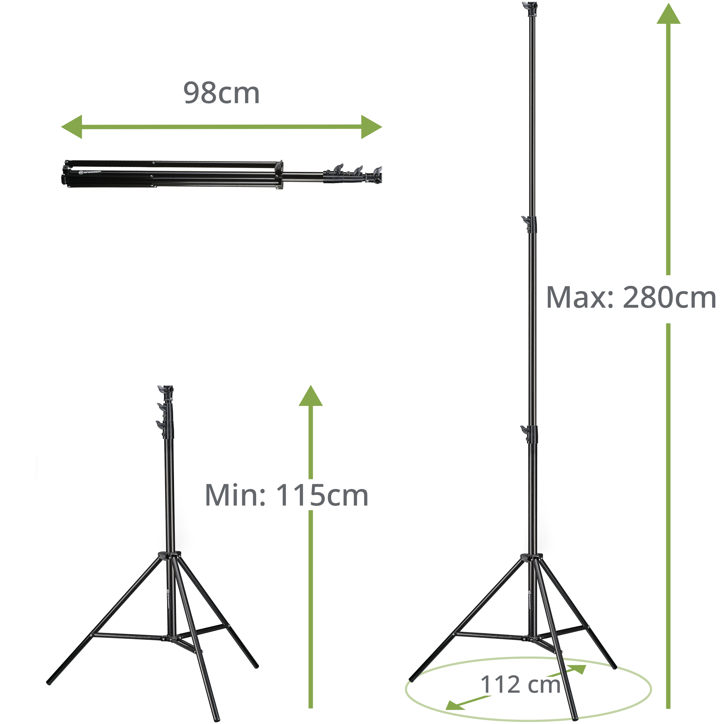 BRESSER 2 treppiedi BR-TP280 PRO-1 (280 cm) + borsa