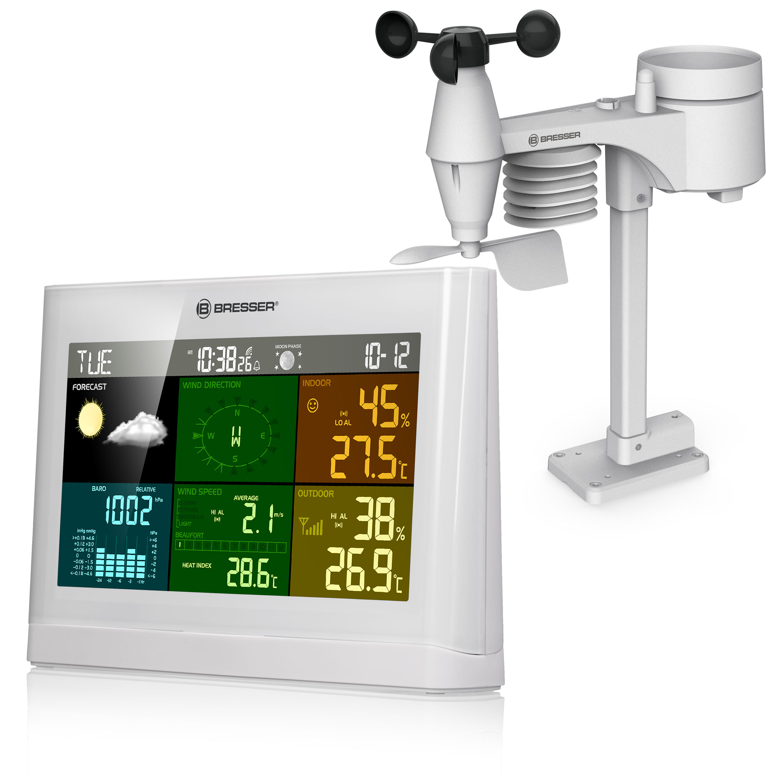 Stazione meteo professionale Comfort 5 in 1 BRESSER con display a 256 colori