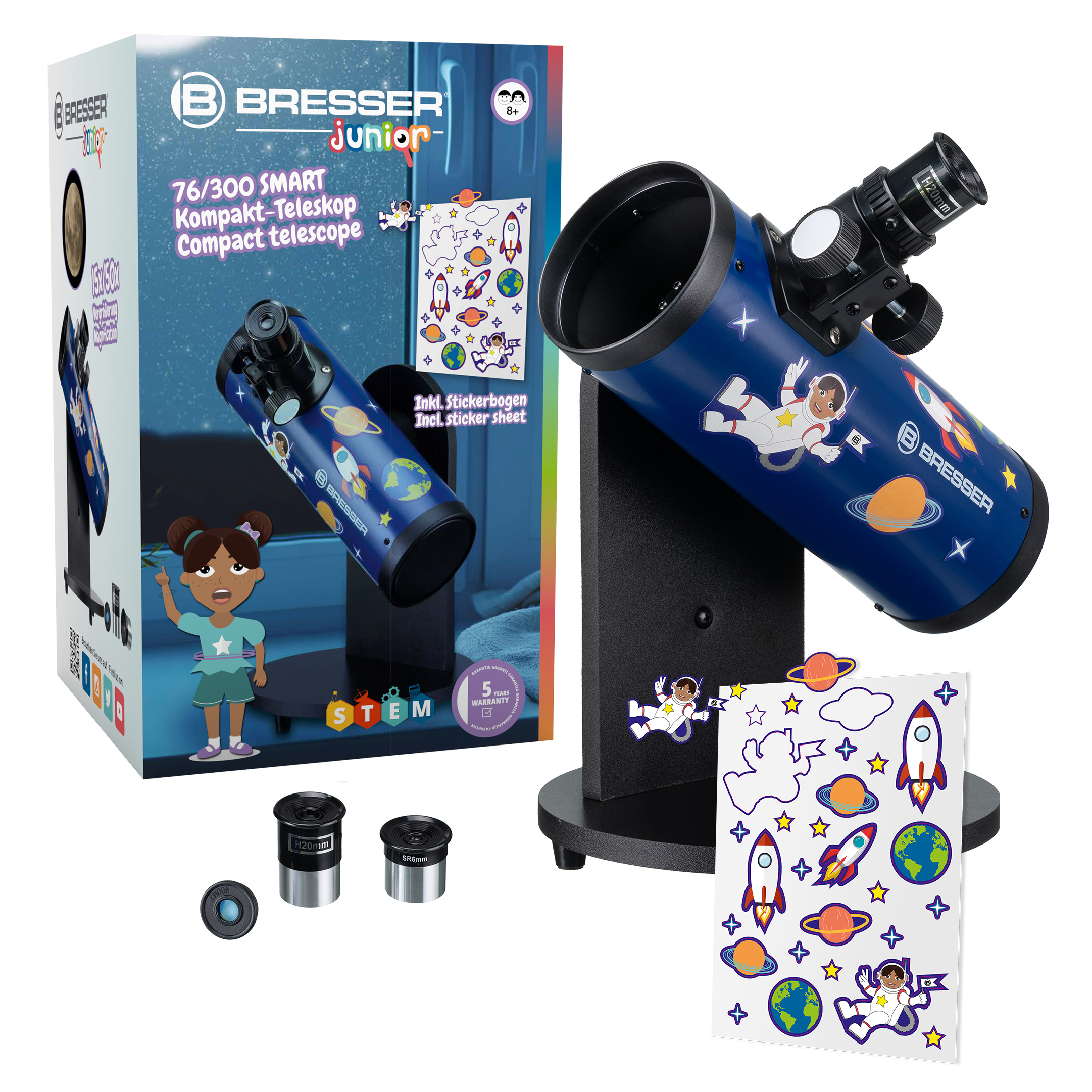 Telescopio compatto BRESSER JUNIOR 76/300 SMART