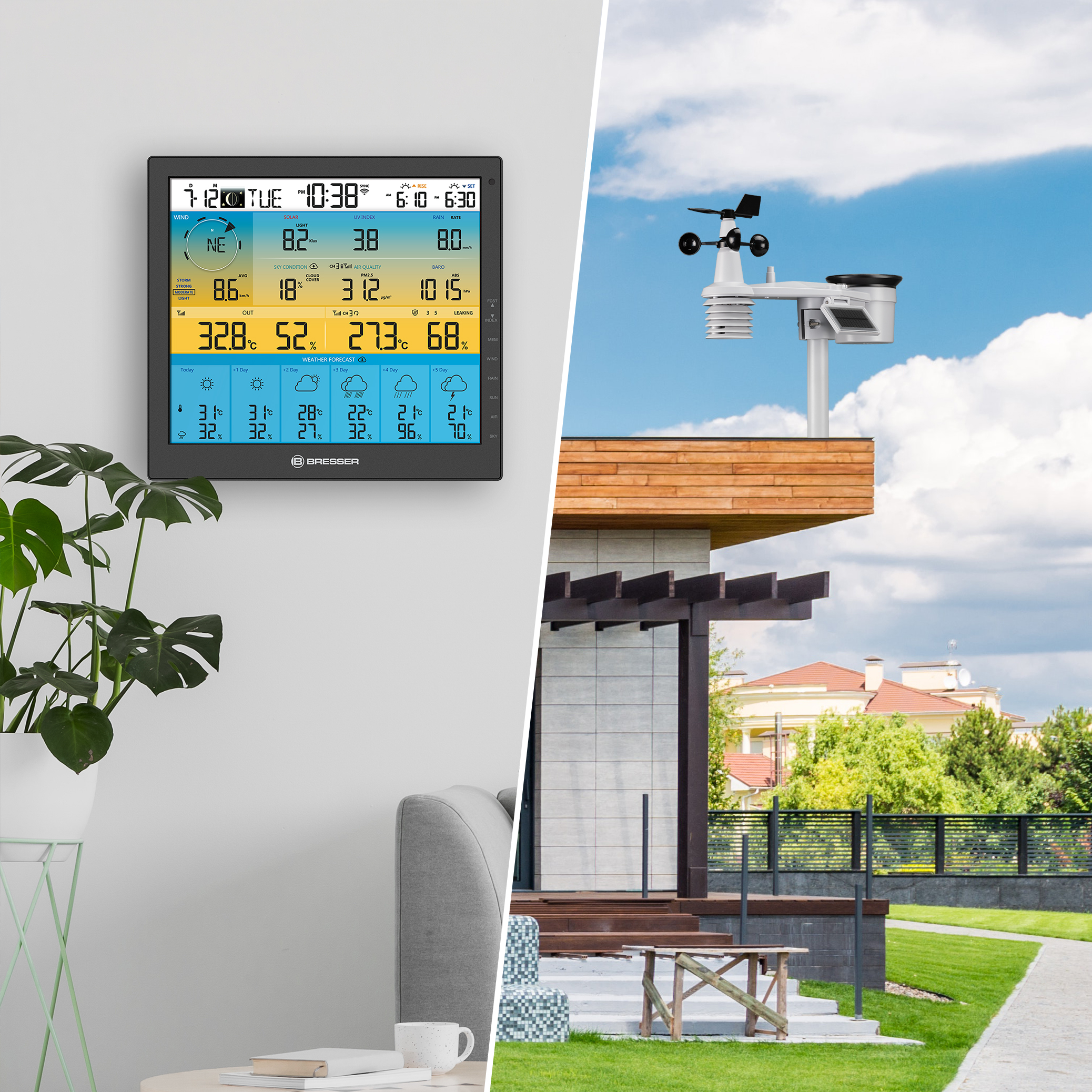 Stazione meteorologica 4CAST PRO SF 6 giorni WiFi BRESSER 7 in 1 ad energia solare