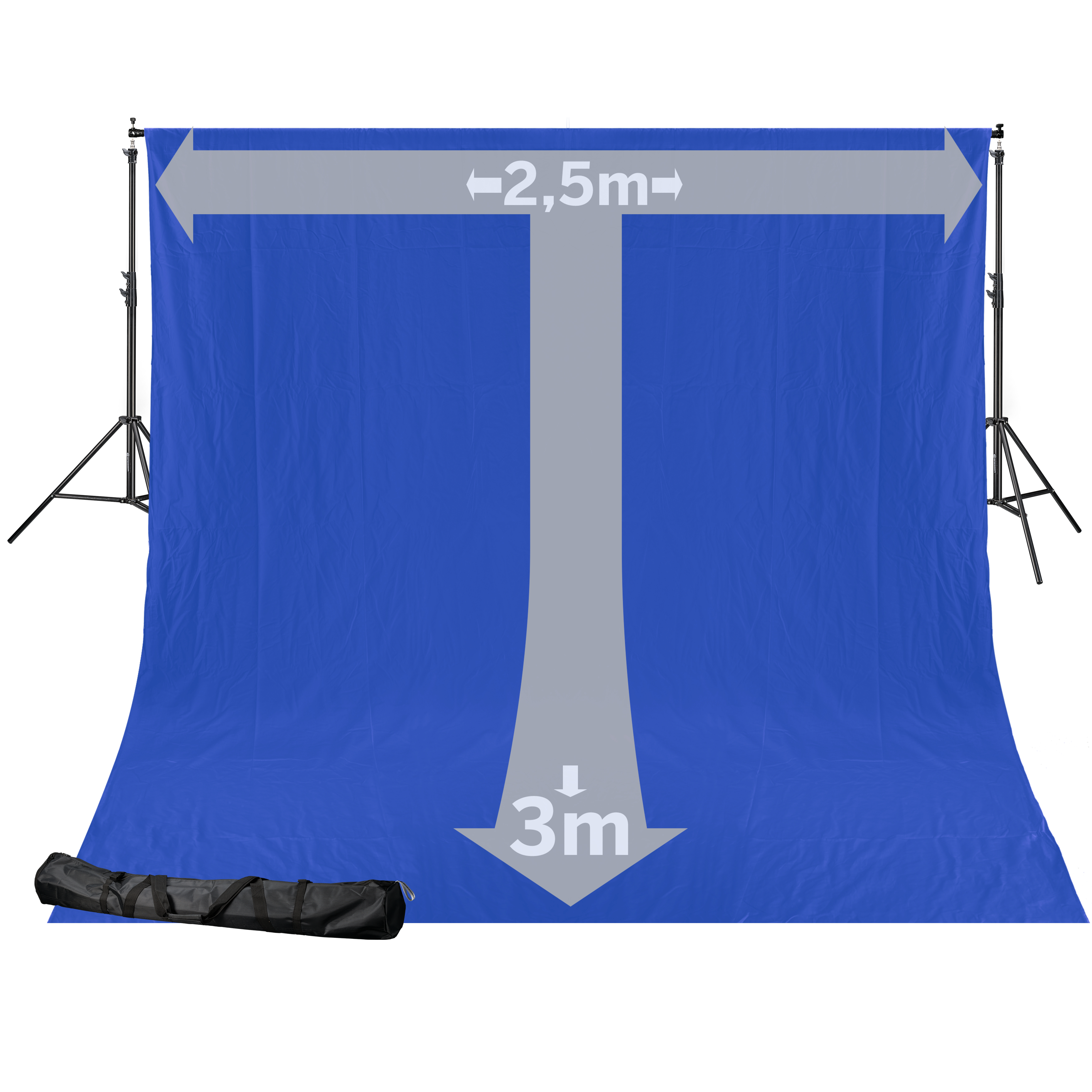 BRESSER BR-D24 Sistema di sfondo + Tessuto di sfondo 2,5 x 3m Chromakey Blu