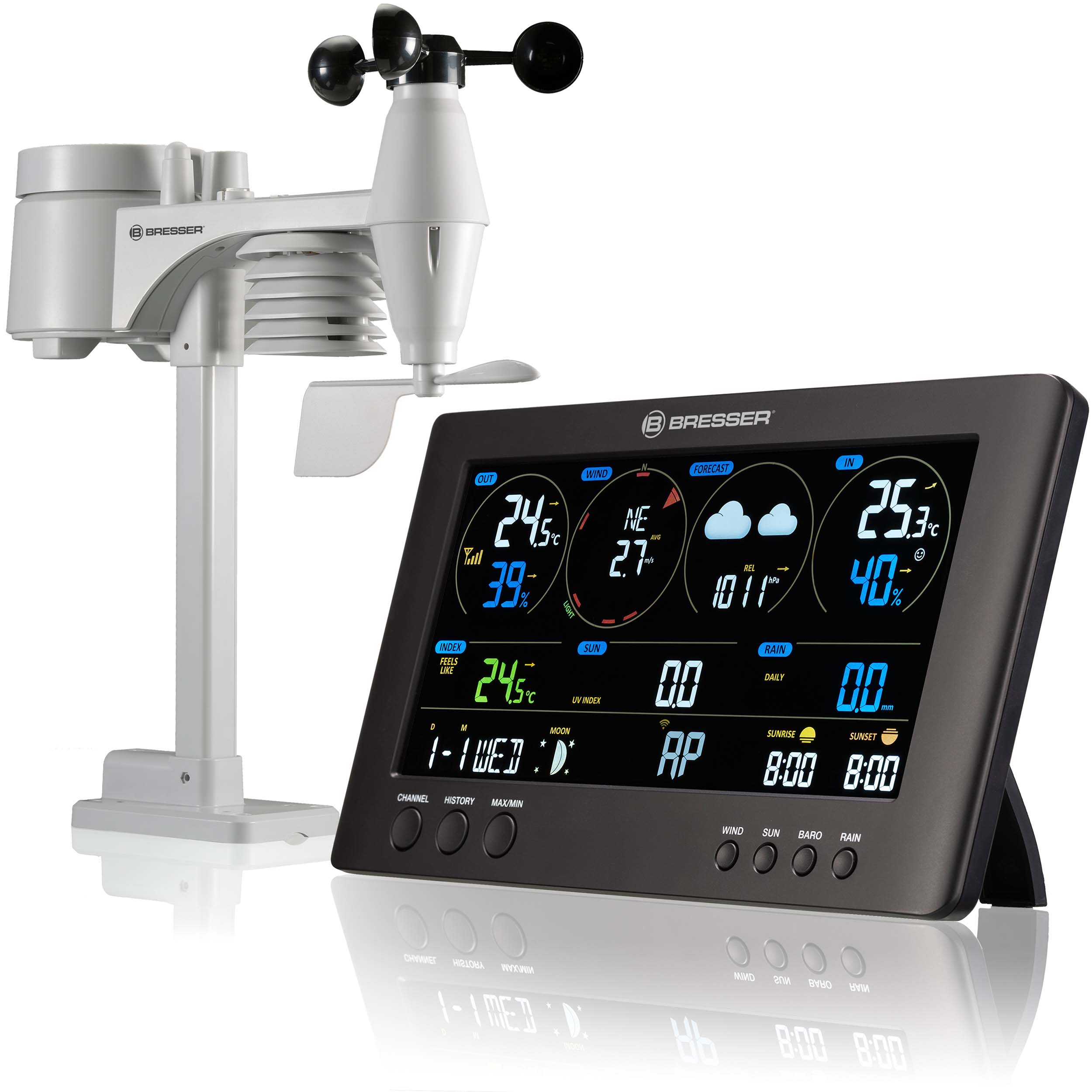 Stazione meteo WLAN ClearView con sensore professionale 7 in 1 BRESSER