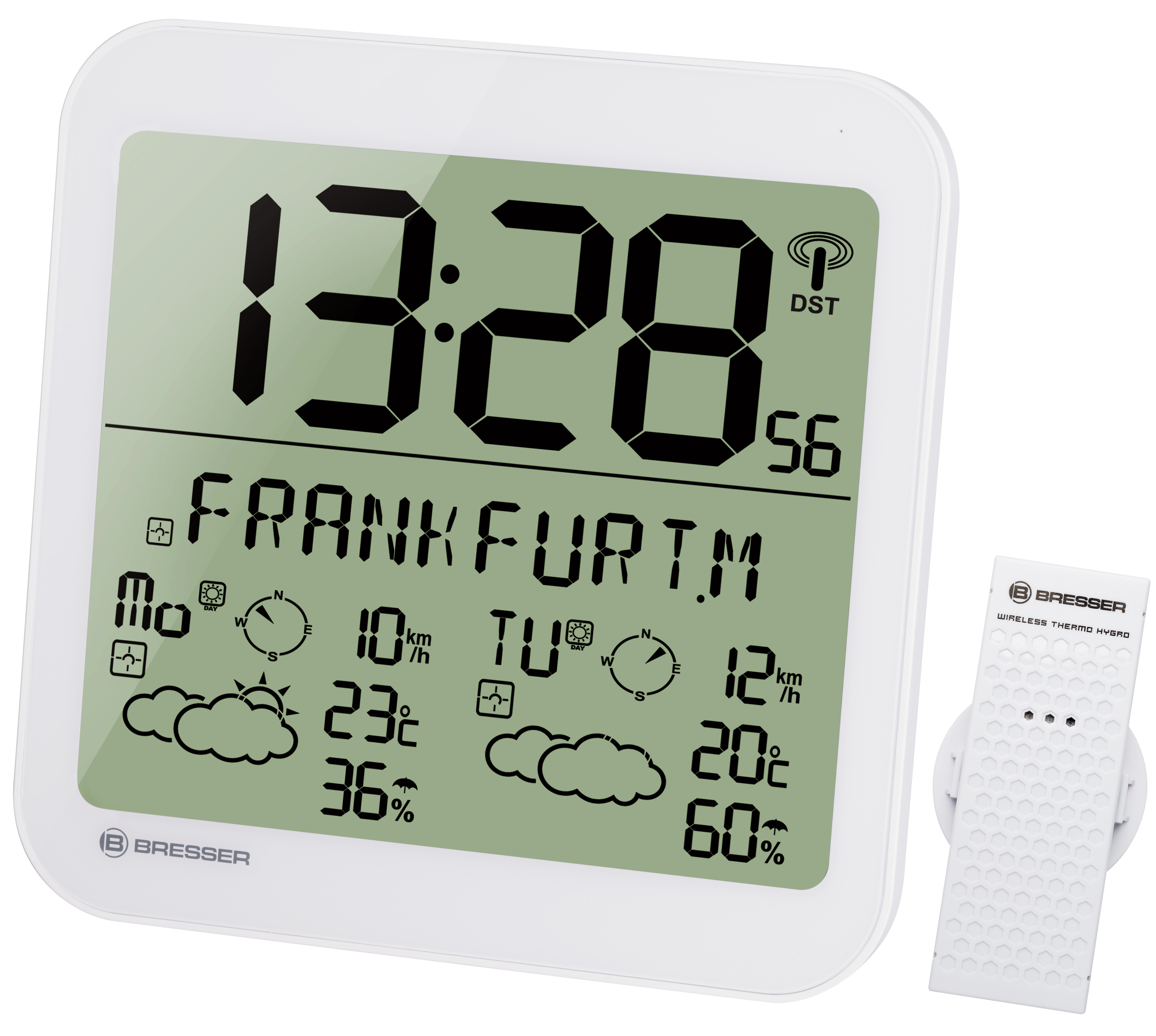 BRESSER Orologio da parete con funzione meteo MyTime Meteotime LCD