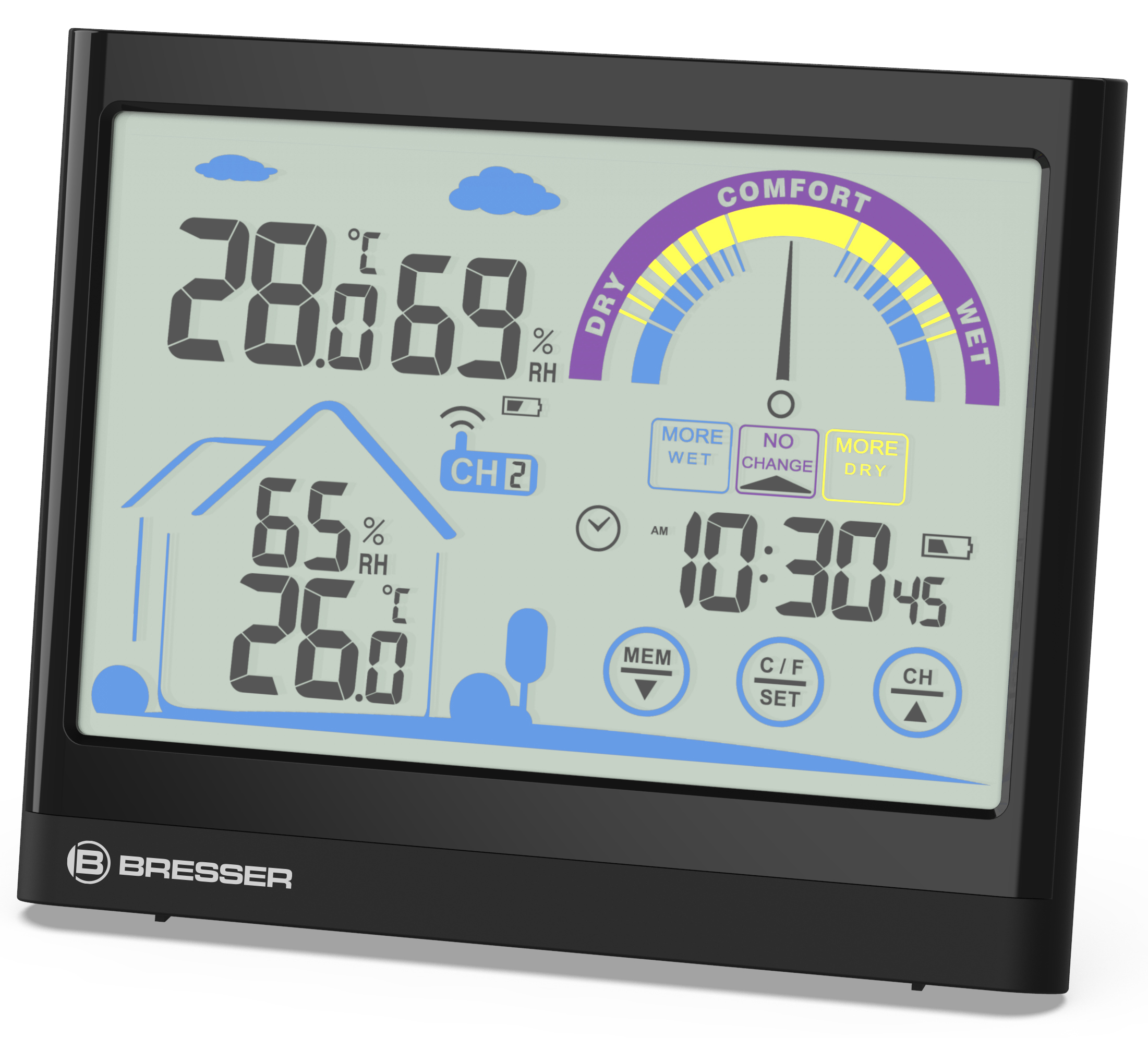 BRESSER VentAir Thermo-/ Hygrometer mit Touchscreenfunktion und Lüftungsempfehlung (Refurbished)