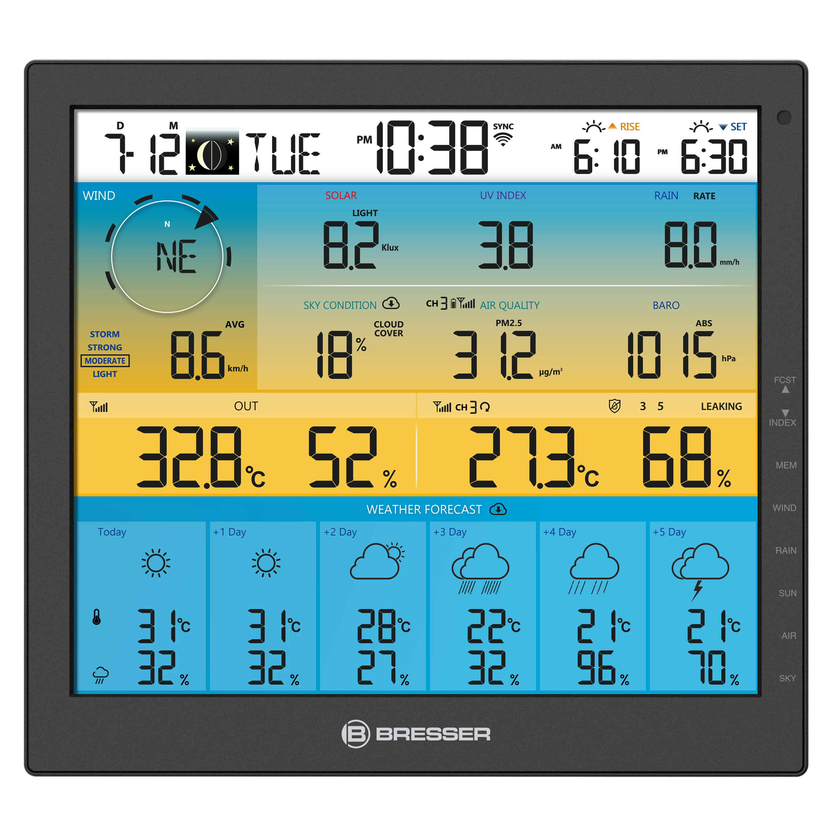 Stazione meteorologica 4CAST PRO SF 6 giorni WiFi BRESSER 7 in 1 ad energia solare