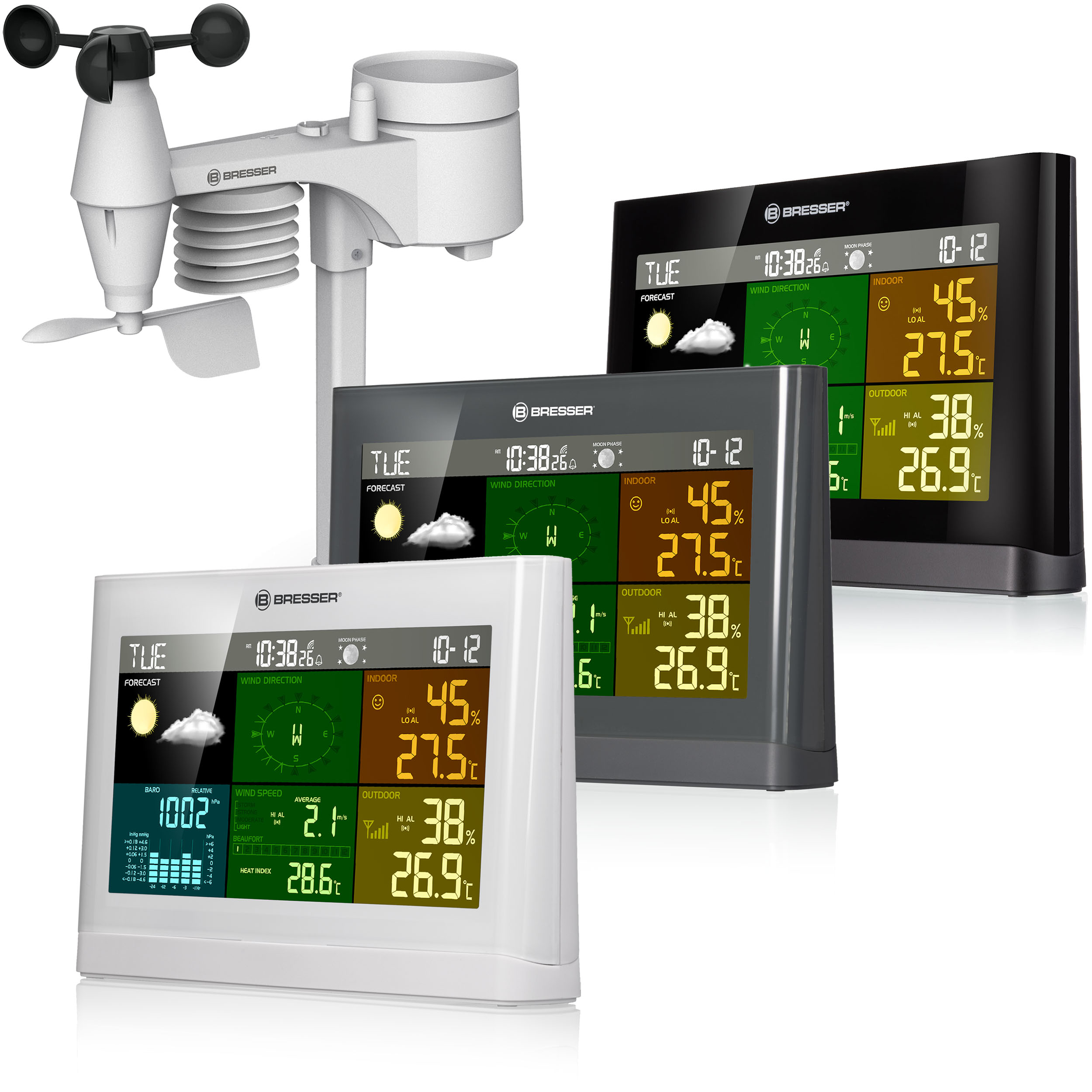 Stazione meteo professionale Comfort 5 in 1 BRESSER con display a 256 colori