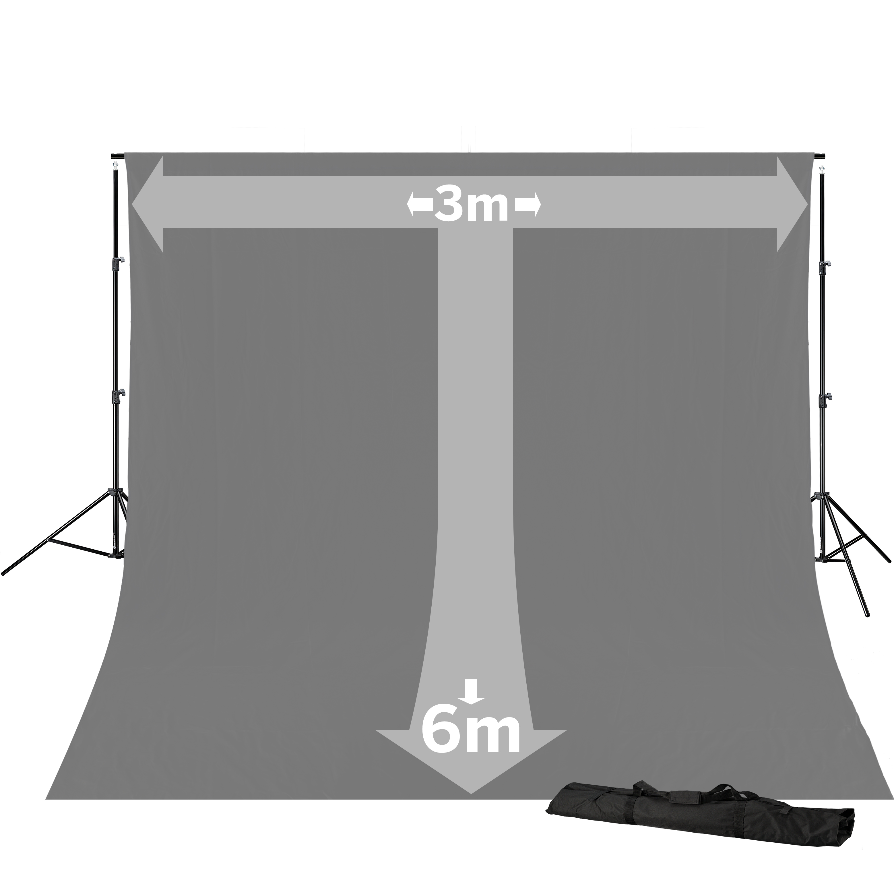 BRESSER BR-D23 Sistema di Fondo + Fondale in Tessuto 3 x 6m Grigio