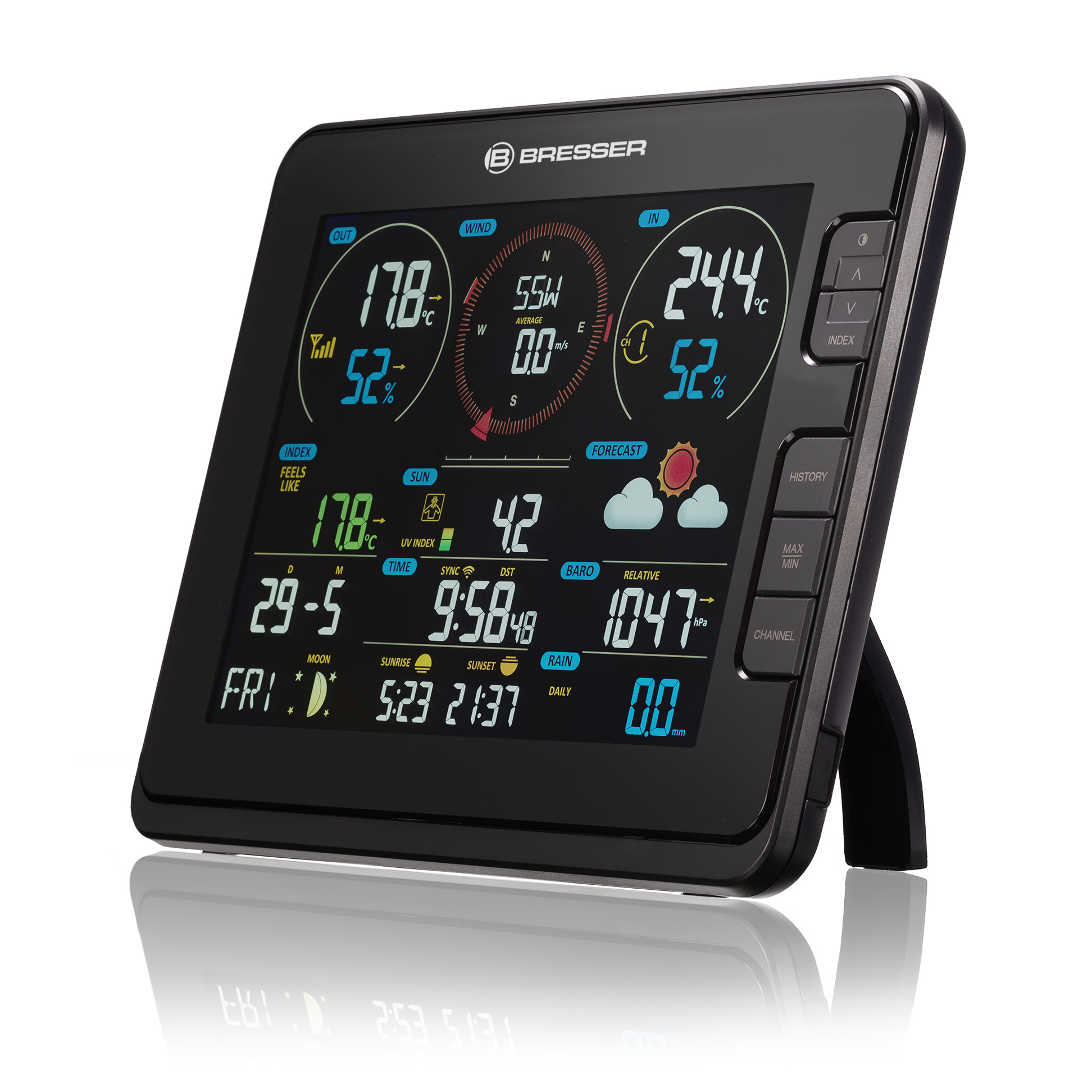 Centro Meteo professionale BRESSER Wi-Fi 7 in 1 con stazione base aggiuntiva, misurazione dell’intensità luminosa e dei raggi UV