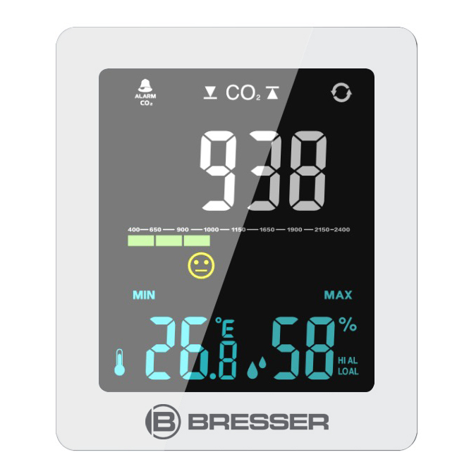 BRESSER CO2-Luftqualitätsmonitor Smile mit CO2-Ampel (Refurbished)