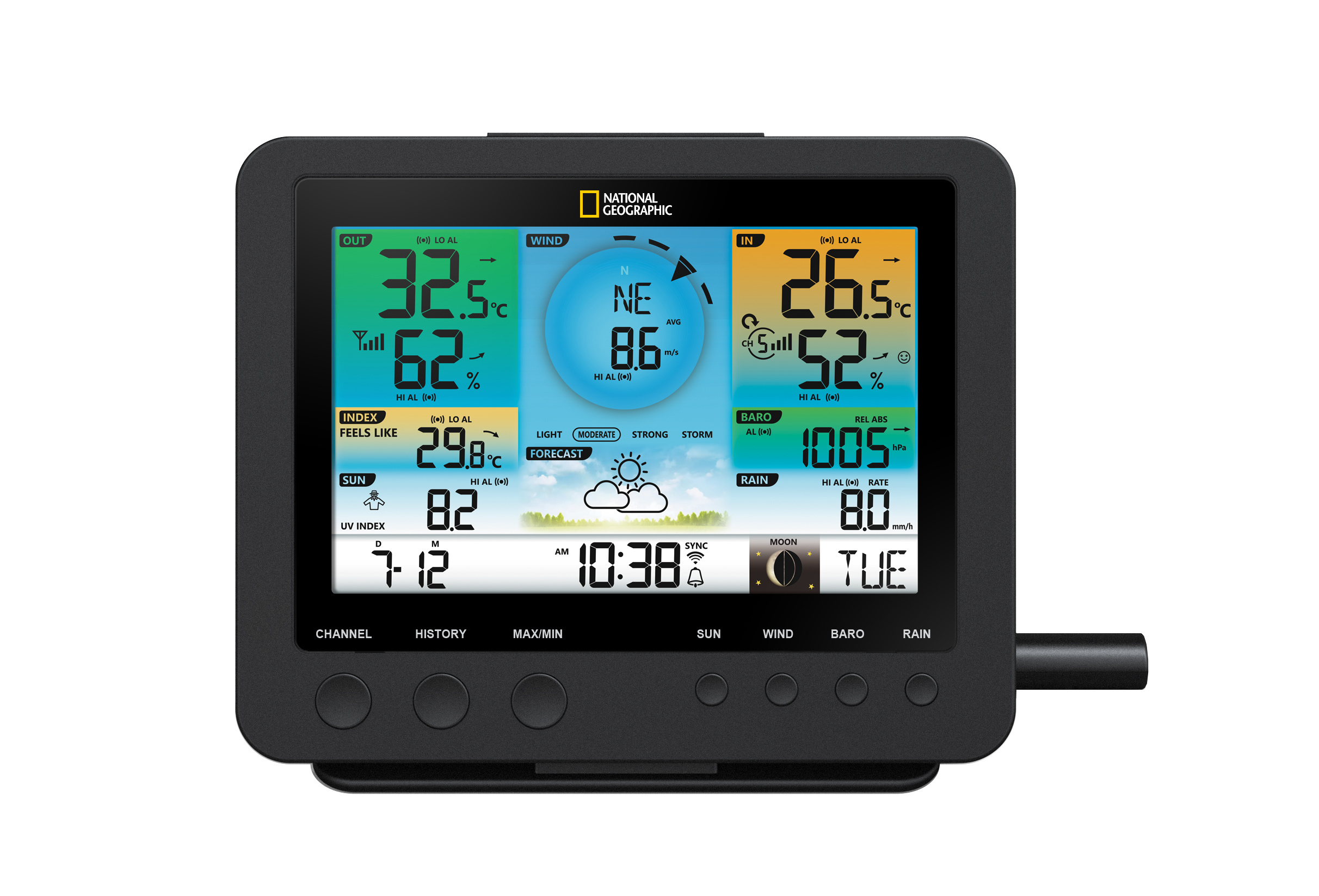 NATIONAL GEOGRAPHIC WLAN Farbwetterstation mit 7-in-1 Profi-Sensor (Refurbished)