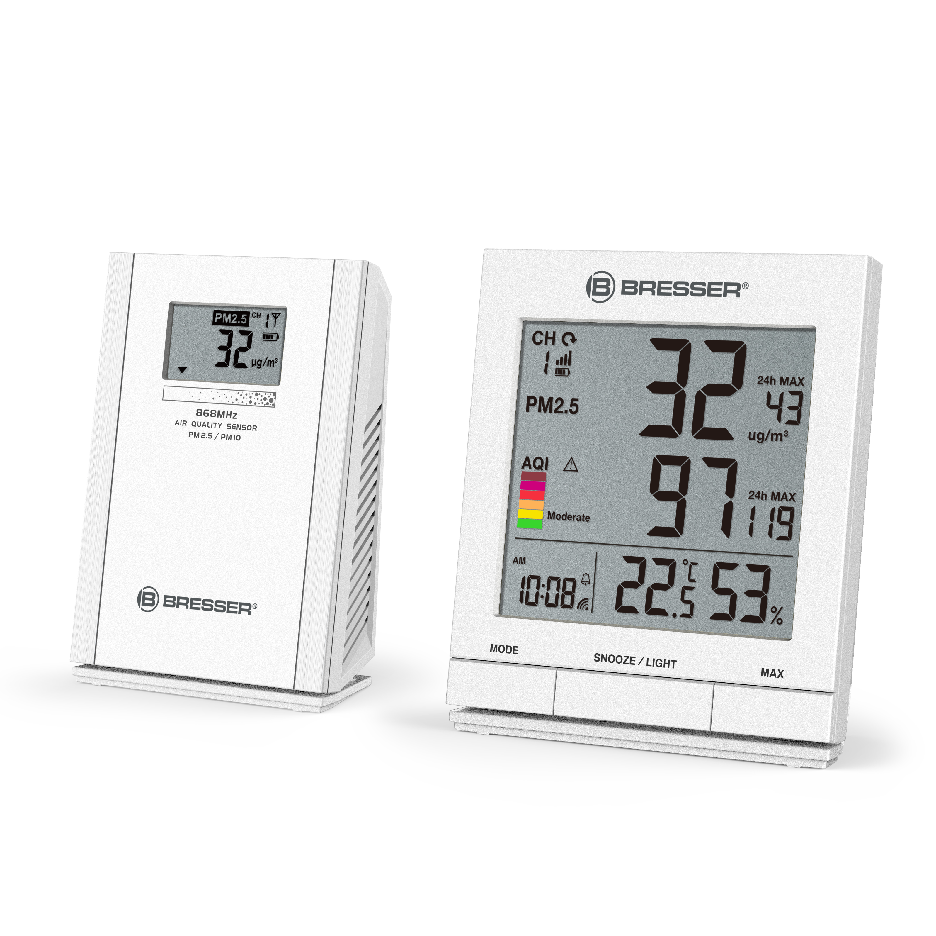 Misuratore di polveri sottili BRESSER PM 2,5 / PM 10 con sensore senza fili